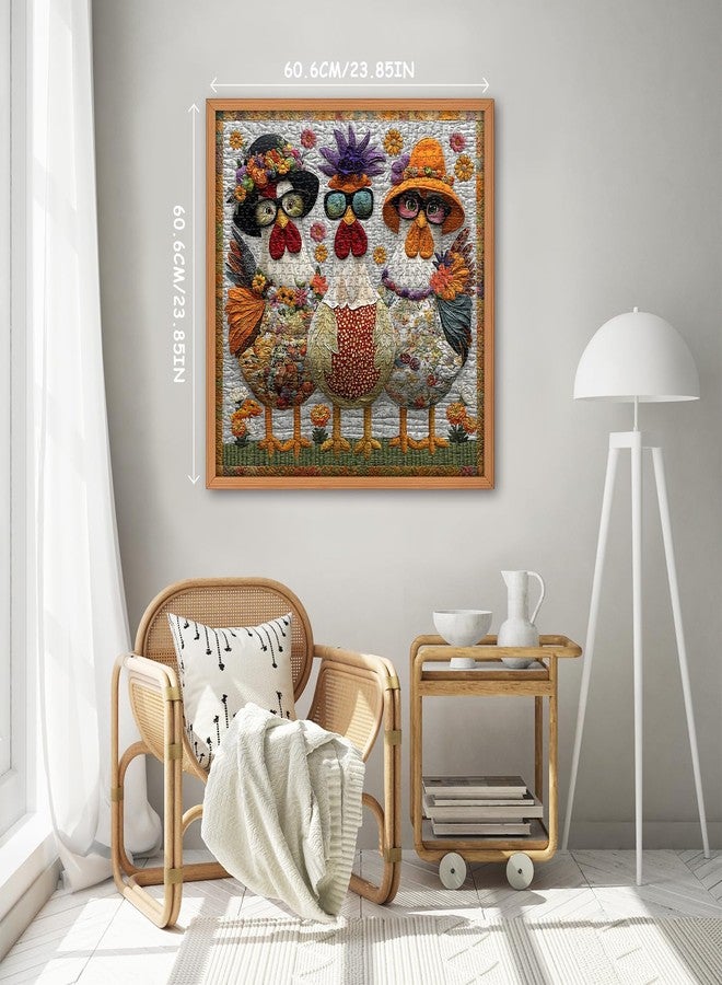 PICKFORU Funny Chicken Puzzles for Adults 1000 Piece，Rooster Flower Patchwork Art Quilt Puzzles，Colorful Jigsaw Puzzles with Animals - Image 4
